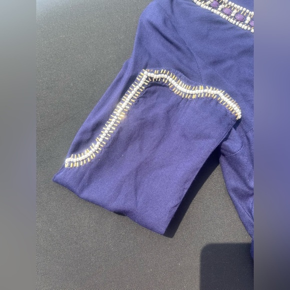 Lilly Pulitzer Sarah True Navy Beaded Embellished Tunic 3/4 Sleeve Dress. - Picture 7 of 11